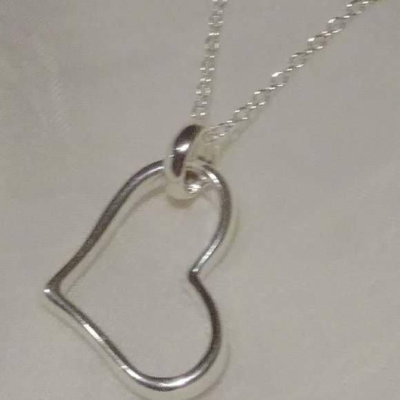 .925 Hollow Heart Necklace - Picture 1 of 4